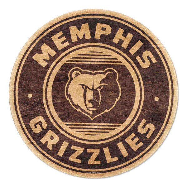 Memphis Grizzlies Logo Round Natural Wood Wall Decor Open Road Brands